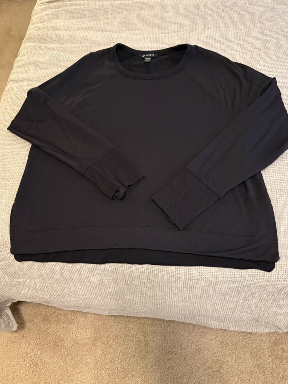 Athleta Black Crewneck Long-Sleeve Pullover